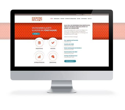 Ekonomibolagets nya hemsida är skapad i Yodo CMS av webbyrån Precis Reklam i Gävle.